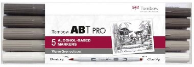Tombow Sada oboustranných lihových fixů ABT PRO - Warm Gray colors 5 ks - neuveden