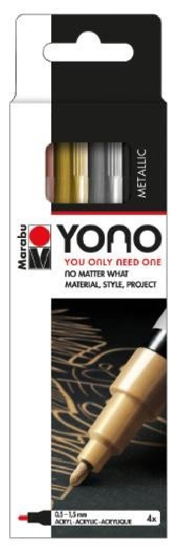 Marabu YONO Sada akrylových popisovačů - metalické barvy 4x 0,5-1,5 mm - neuveden