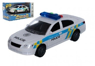 Auto policie plast 15cm na baterie se zvukem se světlem na setrvačník v krabici 20x11x9cm - neuveden