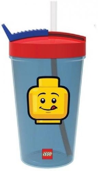 Kelímek s brčkem LEGO ICONIC Classic - červená/modrá - neuveden