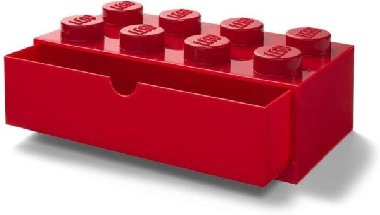 Úložný box LEGO stolní 8 se zásuvkou - červený - neuveden