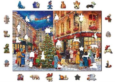 Puzzle Vánoční ulice 2v1, dřevěné, 505 dílků - neuveden