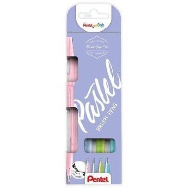 Popisovač Pentel Arts Touch Brush Sign Pen - pastel 4 ks, sada - neuveden