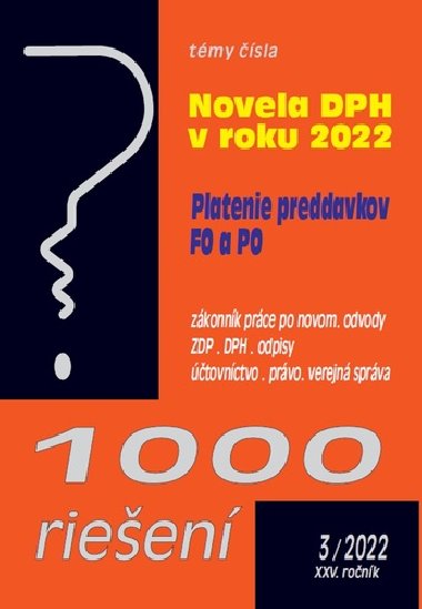 1000 riešení 3/2022 - Novela zákona o DPH
