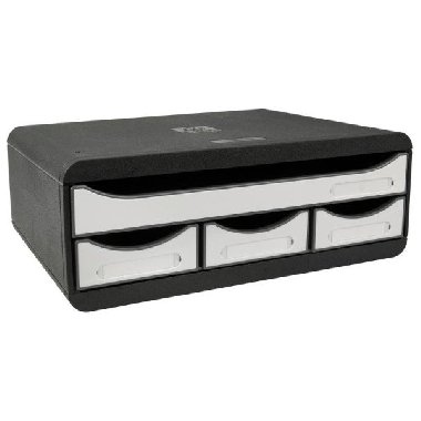 Exacompta Zásuvkový box 4 zásuvky nízké - černo-bílý - neuveden