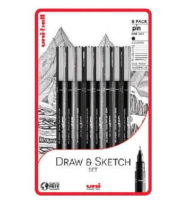 Uni Pin Sada linerů - Draw and Sketch 8 ks - neuveden