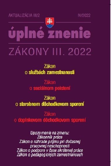 Aktualizácia III/3 2022 - Sociálne poistenie a dôchodkové sporenie