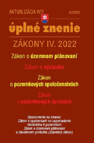 Aktualizácia IV/1 2022 - bývanie, stavebný zákon