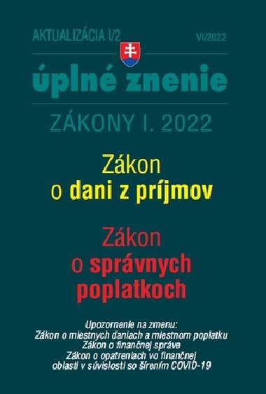 Aktualizácia I/2 2022 - daňové a účtovné zákony