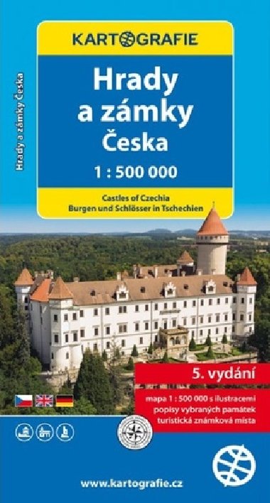 Hrady a zámky Česka mapa 1:500 000 - Kartografie