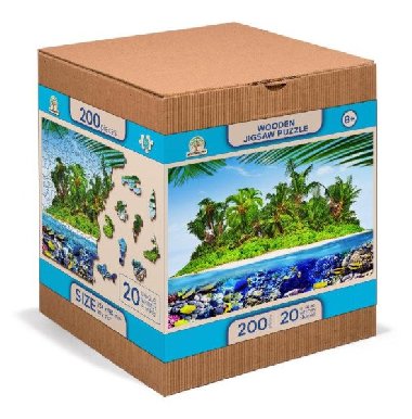 Wooden City Puzzle 2v1 Exotický ostrov pokladů 200 dílků - neuveden
