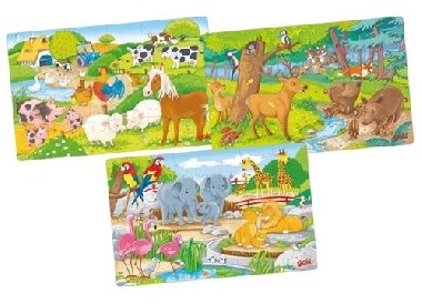Dřevěné puzzle Zvířata 3x24 dílků