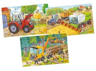 Dřevěné puzzle Zemědělské stroje 3x24 dílků