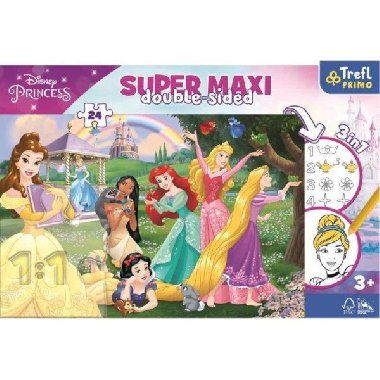 Oboustranné puzzle Veselé princezny SUPER MAXI 24 dílků