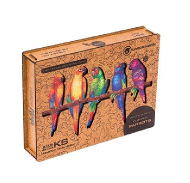 Unidragon dřevěné puzzle - Papoušci velikost L - neuveden