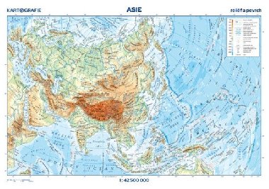 Asie - reliéf a povrch 1:42 500 000 nástěnná mapa - neuveden