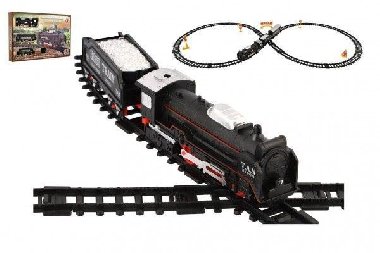Vlak/Lokomotiva + 2 vagóny s kolejemi - neuveden