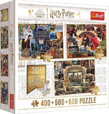 Trefl Puzzle Harry Potter: Turnaj tří kouzelníků, Famfrpál a Bradavice 400 + 500 + 600 dílků - neuveden