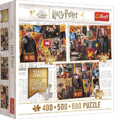 Trefl Puzzle Harry Potter: Ron, Hermiona a Harry 400 + 500 + 600 dílků - neuveden