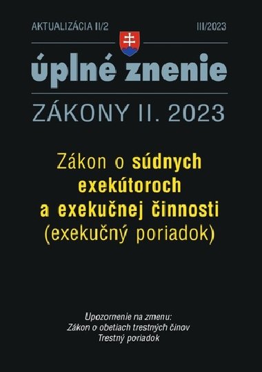 Aktualizácia II/2 2023 - Exekučný poriadok