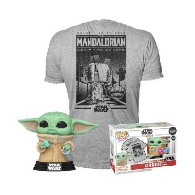 Funko POP & Tee: Star Wars Mandalorian - Grogu w/cookie (velikost trička L) - neuveden