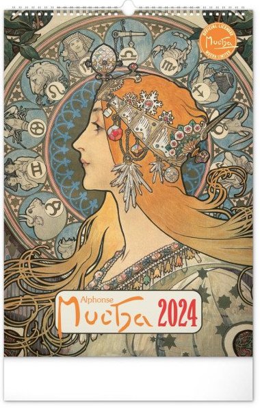 Kalendář 2024 nástěnný: Alfons Mucha, 33 × 46 cm - Presco