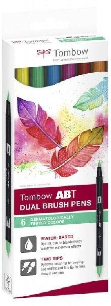 Tombow ABT Dual Pen Brush Sada oboustranných štětcových fixů - Dermatologicaly 6 ks - neuveden