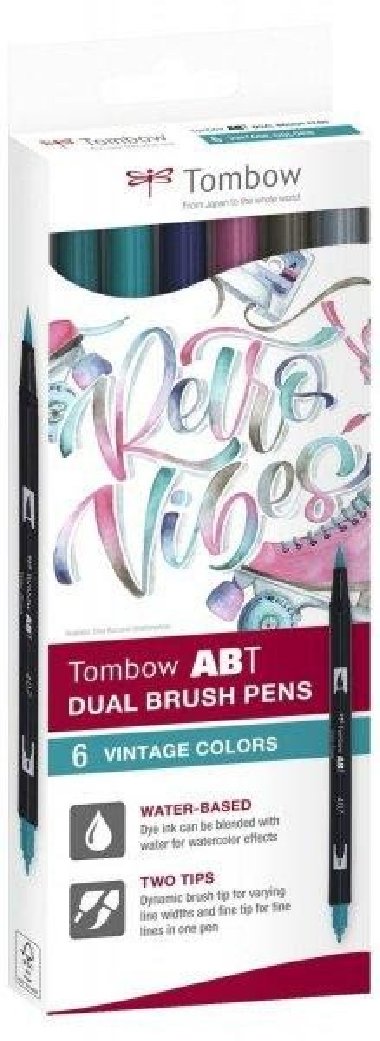 Tombow ABT Dual Pen Brush Sada oboustranných štětcových fixů - Vintage colours 6 ks - neuveden