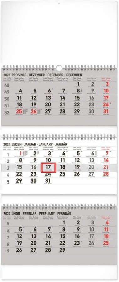 3měsíční kalendář standard skládací 2024 - nástěnný kalendář