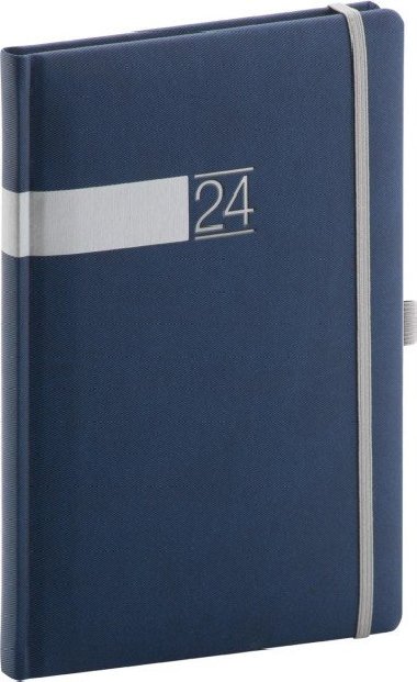 Diář 2024: Twill - modrostříbrný, týdenní, 15 × 21 cm - neuveden