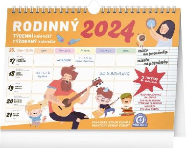 Kalendář 2024 nástěnný: Rodinný, plánovací s háčkem, 30 × 21 cm - Presco