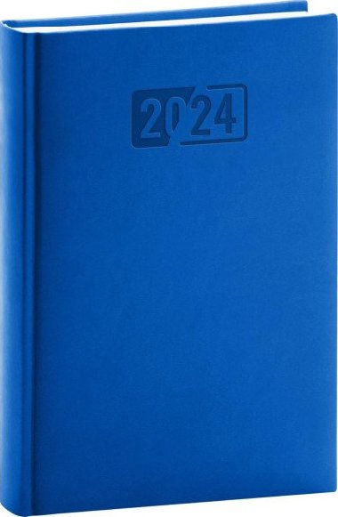 Diář 2024: Aprint - modrý, denní, 15 × 21 cm - neuveden