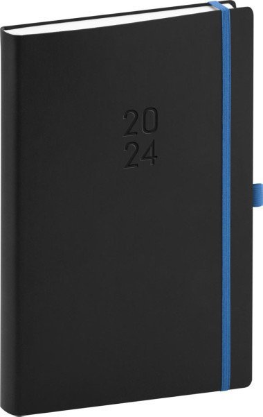 Diář 2024: Nox - černý/modrý, denní, 15 × 21 cm - Presco