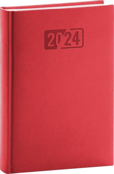 Diář 2024: Aprint - červený, denní, 15 × 21 cm - Presco