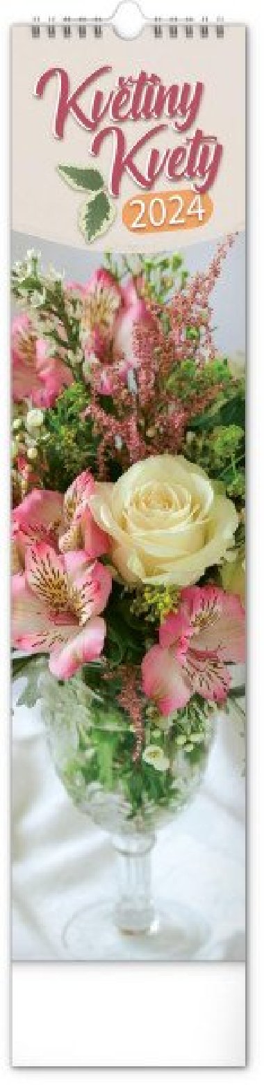 Kalendář 2024 nástěnný: Květiny CZ/SK, 12 × 48 cm - Presco
