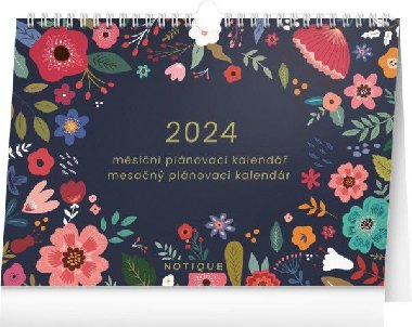 Měsíční plánovací kalendář Květy 2024 - stolní kalendář