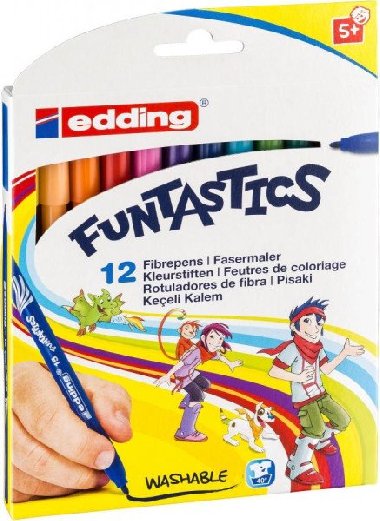 Edding Dětské fixy Funtastics 15, sada 12 barev pro větší děti - neuveden