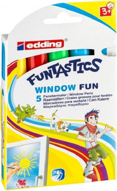 Edding Dětský popisovač Funtastics na okna 16, sada 5 barev - neuveden