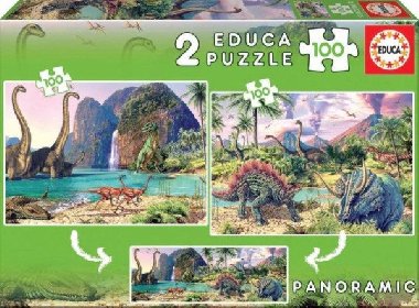 Puzzle Panorama Dinosauří svět 2x100 dílků - Educa