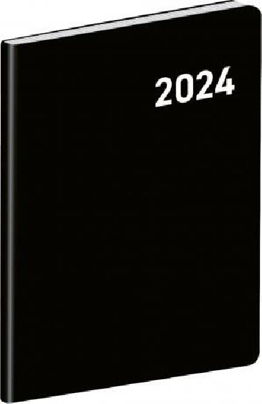 Diář 2024 - Černý, plánovací měsíční, kapesní, 7 x 10 cm - neuveden