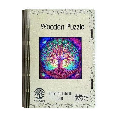 Dřevěné puzzle Tree of Life A3 svítící ve tmě