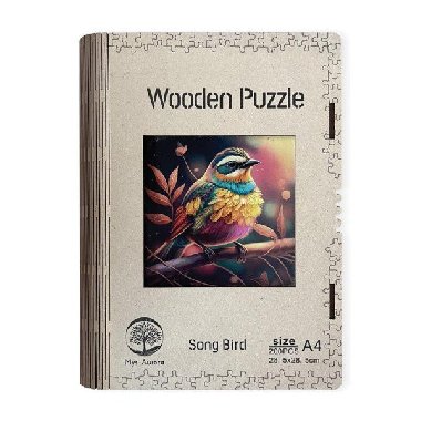 Dřevěné puzzle Song bird A4