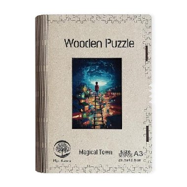 Dřevěné puzzle Magical Town A3