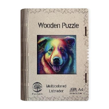 Dřevěné puzzle Multicolored Labrador A4