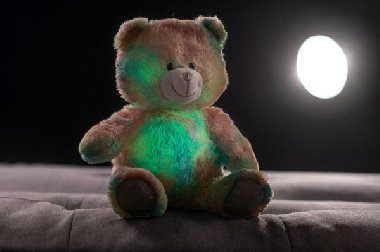 Snílek medvěd duhový plyš 40cm na baterie se světlem a zvukem