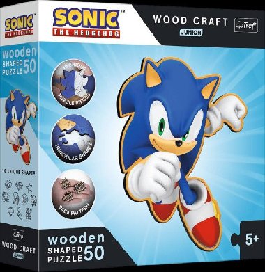 Puzzle Wood Craft Junior Chytrý Ježek Sonic 50 dílků - neuveden