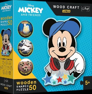 Puzzle Wood Craft Junior Ve světě Mickeho Mouse 50 dílků - neuveden