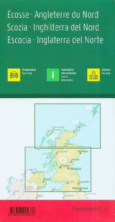 Skotsko Severní Anglie Severní Irsko mapa 1:400 000 - Freytag a Berndt