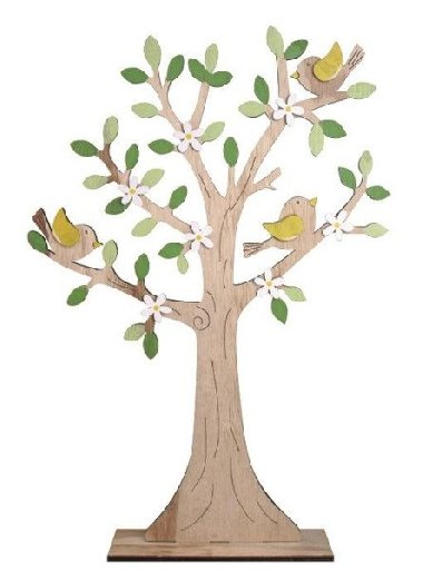Strom dřevěný s ptáčky 30 x 44 cm - neuveden