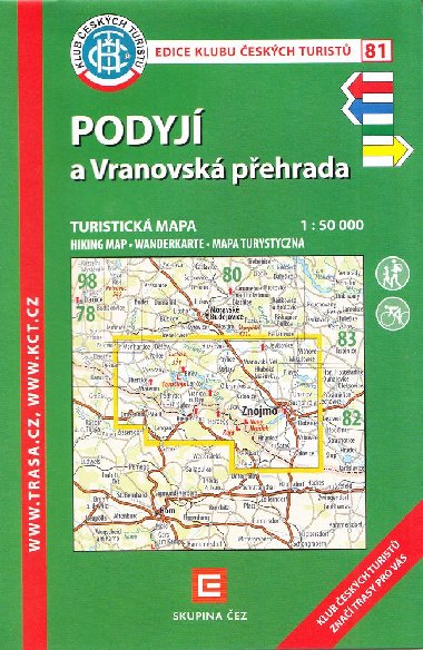 Podyjí a Vranovská přehrada - mapa KČT 1:50 000 číslo 81 - 9. vydání 2023 - Klub Českých Turistů